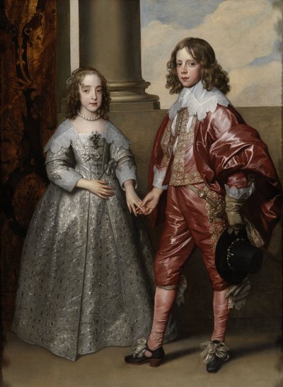 Willem II en zijn bruid Mary Stuart: Portret van Willem van Oranje als prins met zijn toekomstige bruid Maria Stuart door Anthony van Dyck
